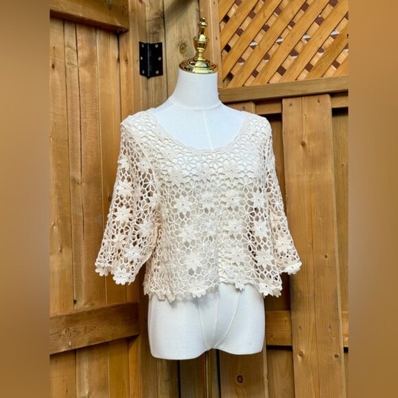 🆕 FARM Rio 🧿 NWOT Off White Crochet Crop Top, Sz Sm - Picture 4 of 13